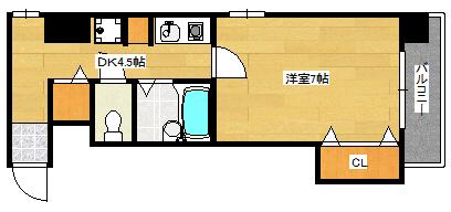 アペックス免出(1K/4階)の間取り写真