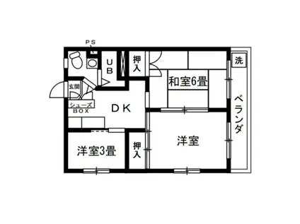 三田玉堤コーポ B棟(3DK/3階)の間取り写真