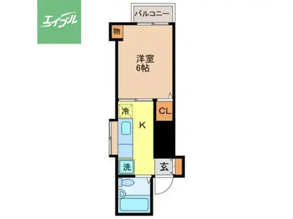 シャトー稲田(1K/2階)の間取り写真