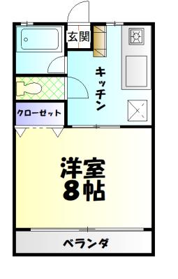 アネシスハイツ(1K/2階)の間取り写真