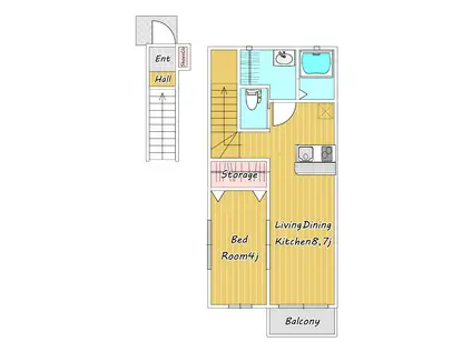 リシェス台原(1LDK/2階)の間取り写真