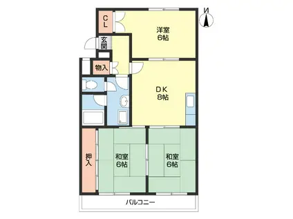 岡井マンション(3DK/1階)の間取り写真
