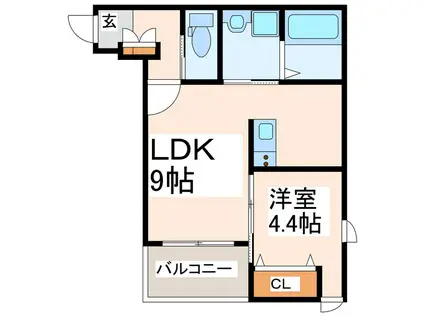 シャロム西子飼(1LDK/1階)の間取り写真