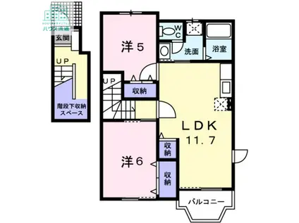 リバーサイドカーサA(2LDK/2階)の間取り写真