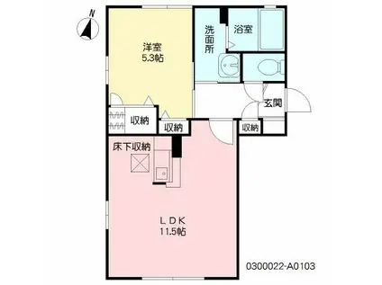 ハーティストK A棟(1LDK/1階)の間取り写真