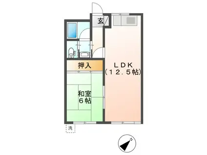 三井マンション(1LDK/1階)の間取り写真