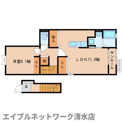 ブルーム(1LDK/2階)の間取り写真