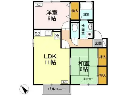 セジュール瑞穂A(2LDK/2階)の間取り写真