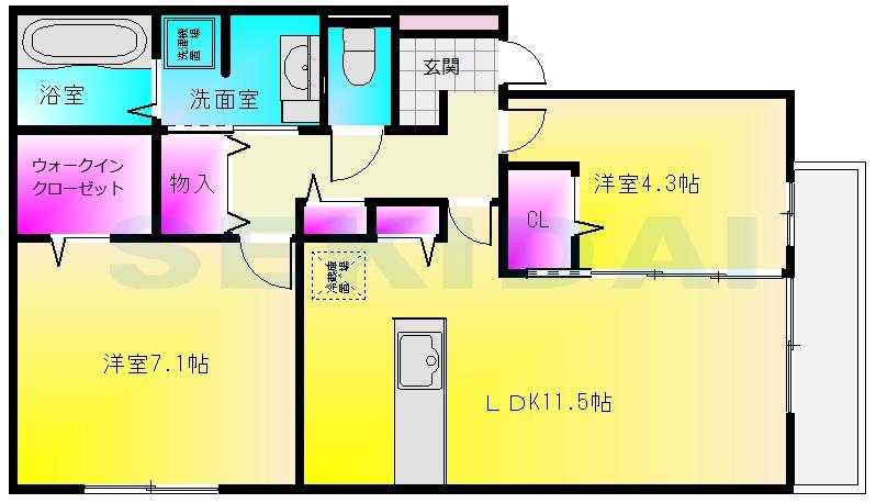 DROOM青山 A棟(2LDK/1階)の間取り写真