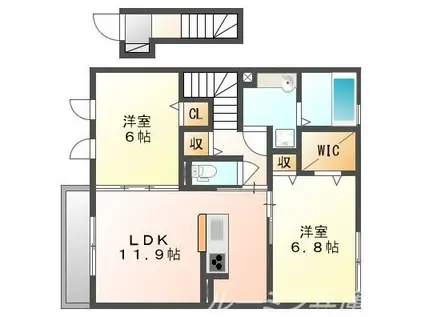 サニーコート加佐 A棟(2LDK/2階)の間取り写真