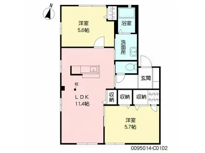 リブレK C棟(2LDK/1階)の間取り写真