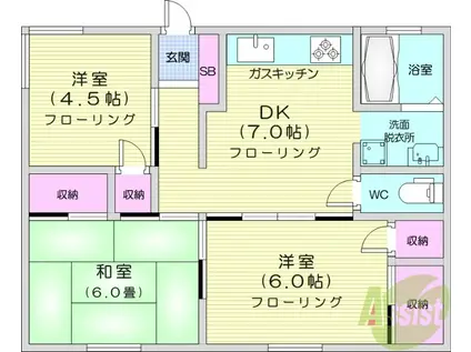 コープ針生B(3DK/2階)の間取り写真