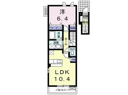 プチハウス敷ケ森A(1LDK/2階)の間取り写真