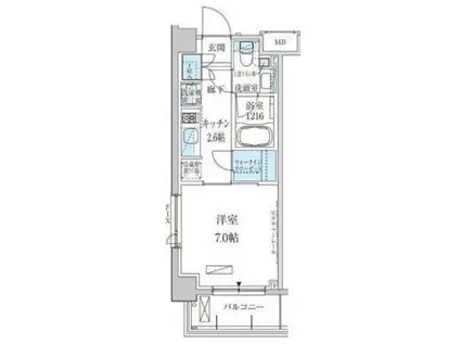 パークアクシス池上(1K/2階)の間取り写真