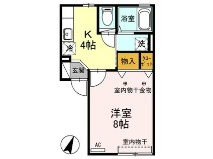 プリムローズ前田(1K/2階)の間取り写真