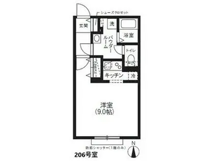 クレストタップ名古屋ウエスト(1K/2階)の間取り写真