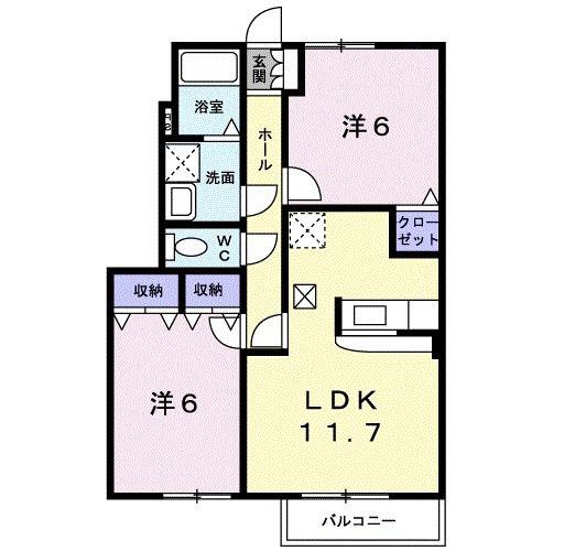ヴィラ榎本(2LDK/1階)の間取り写真