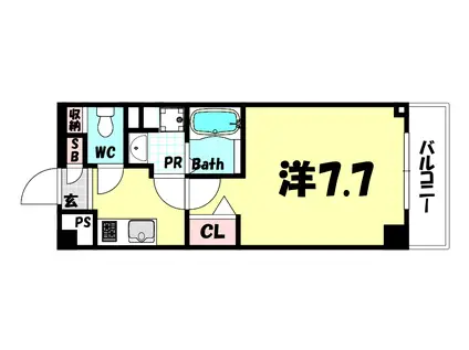 ERCITYS長田(1K/2階)の間取り写真