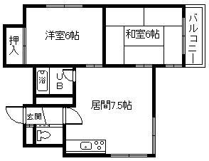 道央パークハイツ(2DK/4階)の間取り写真