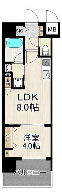 サンロージュ大分駅前(1LDK/7階)の間取り写真