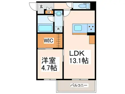 ALOHA O.E(1LDK/2階)の間取り写真