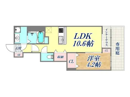エッグプラント(1LDK/1階)の間取り写真