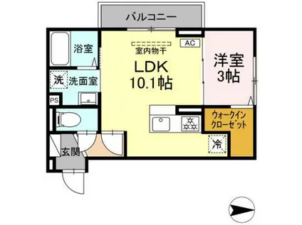 グレイスガーデンB(1LDK/2階)の間取り写真