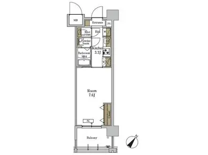 RJRプレシア武雄温泉(1K/9階)の間取り写真