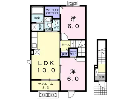 プレジール M(2LDK/2階)の間取り写真