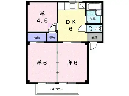 シティハイツみのかみA(3DK/2階)の間取り写真