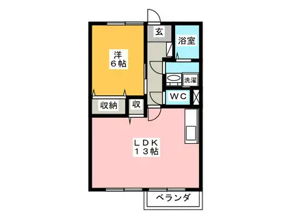 サンビレッジ A(1LDK/2階)の間取り写真