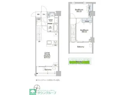 プロシード池上(2LDK/3階)の間取り写真