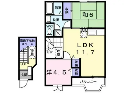 グリーンコート東館D(2LDK/2階)の間取り写真