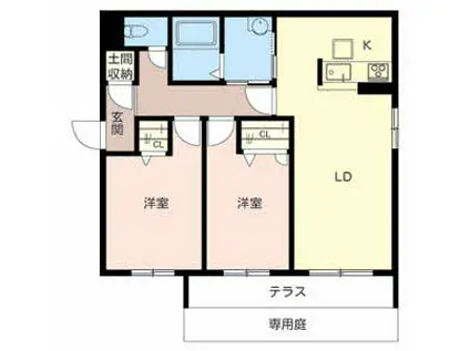 ブルーム コート A棟(2LDK/1階)の間取り写真