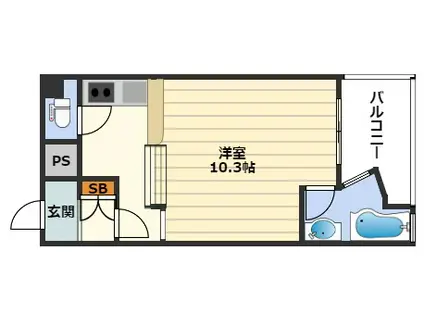 デュオ・グラン梅田東(ワンルーム/3階)の間取り写真