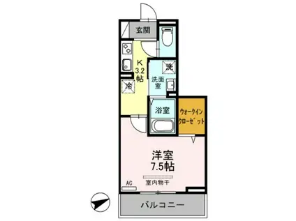 エンペラー B(1K/3階)の間取り写真