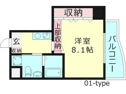 プラ・ディオ森小路セレニテ(1K/4階)の間取り写真