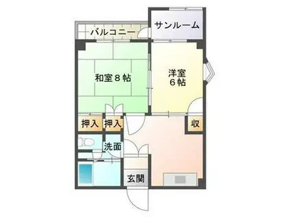 サクセス加賀(2LDK/4階)の間取り写真