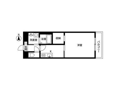 アンプルールフェールU-HA(1K/1階)の間取り写真