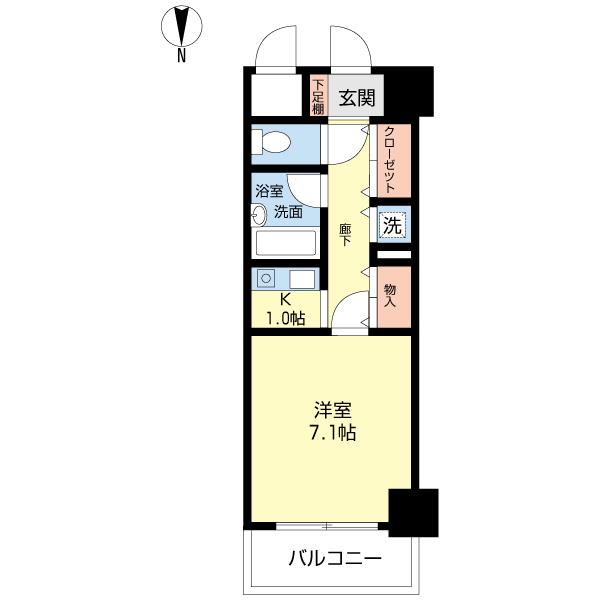 ダイアパレスシアース万代西棟(1K/4階)の間取り写真