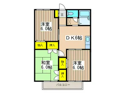 グリーンパーク(3DK/2階)の間取り写真