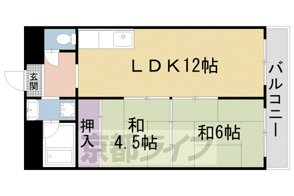 シャトー高野(2LDK/4階)の間取り写真