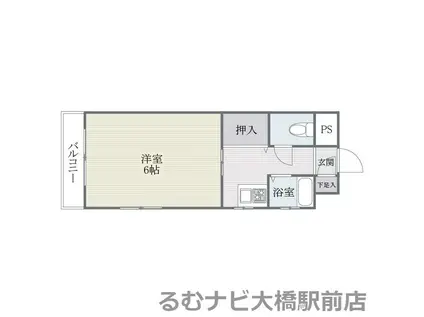 グレースイン高宮(1K/4階)の間取り写真