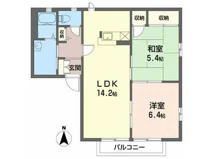 フラッツN(2LDK/2階)の間取り写真