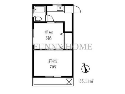 第二広幸ハウス(2K/3階)の間取り写真