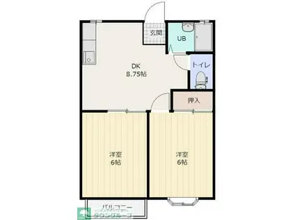 グリーンパーク A棟(2DK/2階)の間取り写真