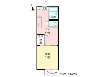 ディアス穴生(1DK/2階)の間取り写真