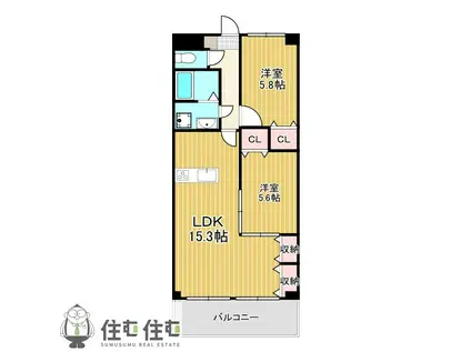 エリジオン(2LDK/1階)の間取り写真