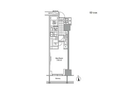 パークハビオ門前仲町(ワンルーム/2階)の間取り写真