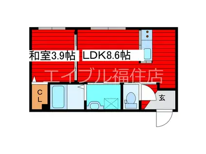 BLOSSOM福住(1LDK/4階)の間取り写真